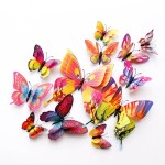 3D double butterflies with magnet, house or event decorations, set of 12 pieces, colorful color, A27